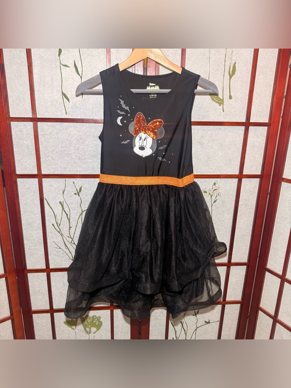 Disney Minnie Mouse black Halloween sleeveless dress size L  (10-12)